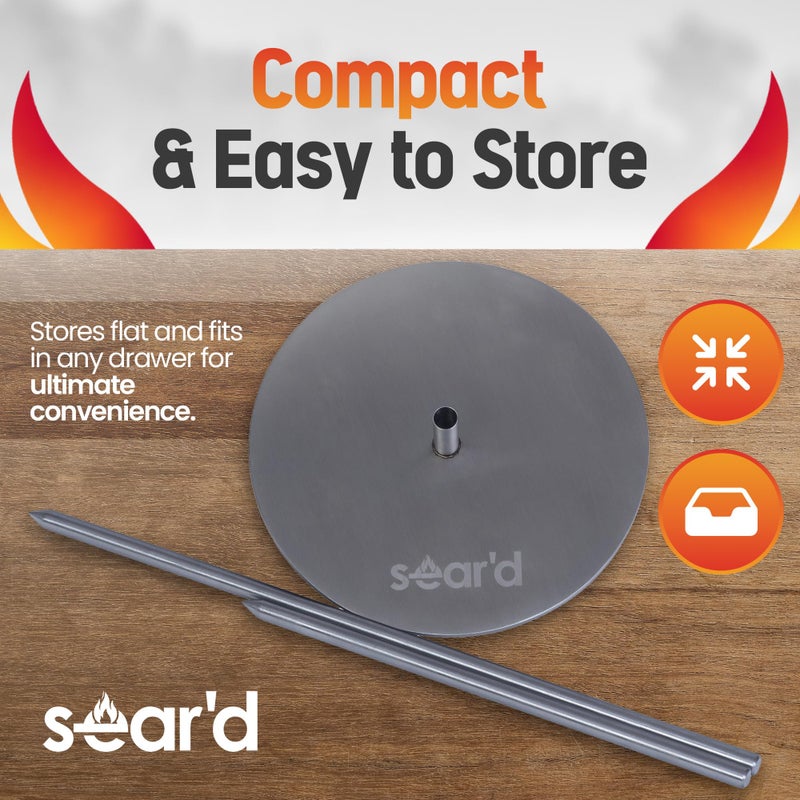 SEAR'D Stainless Vertical Skewer Barbecue Spit Skewer Grill BBQ - Great for Tacos Al Pastor, Shawarma, Brazilian Churrasco, Whole Chickens and Many Other Delicious Dishes! - Image 3